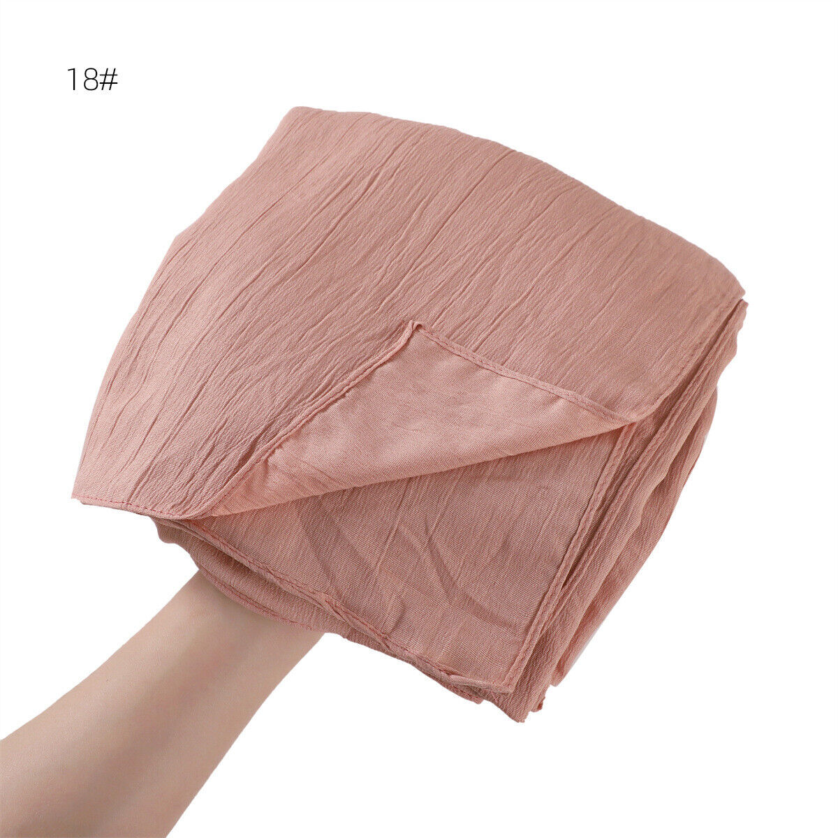 Muslim Women Solid Color Crinkle Scarf Hijab Long Headscarf Wrap Shawl 180*90cm - Picture 42 of 61