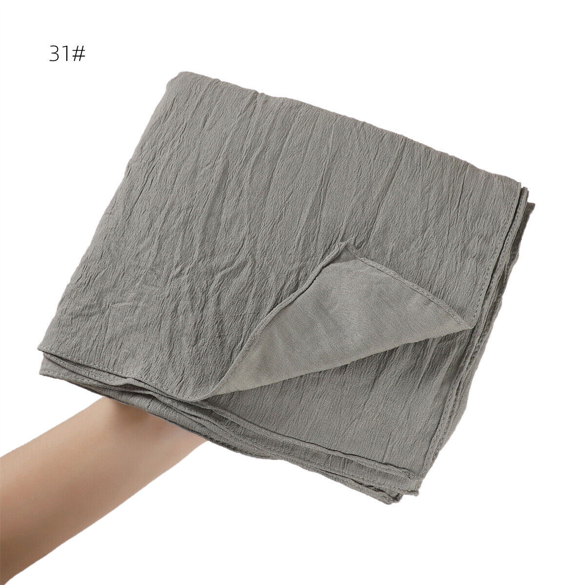 Muslim Women Solid Color Crinkle Scarf Hijab Long Headscarf Wrap Shawl 180*90cm - Picture 55 of 61