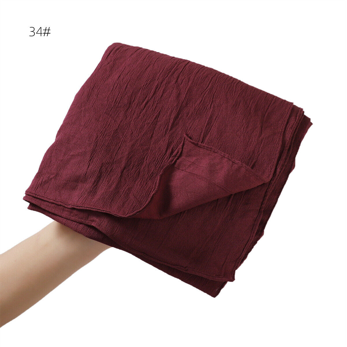 Muslim Women Solid Color Crinkle Scarf Hijab Long Headscarf Wrap Shawl 180*90cm - Picture 58 of 61