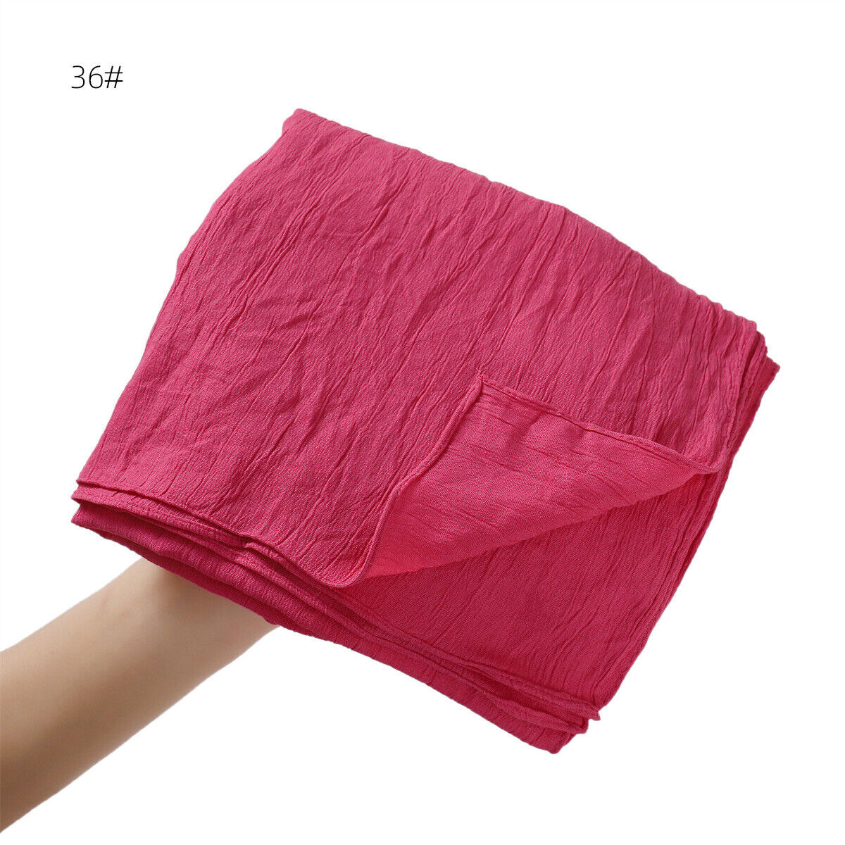 Muslim Women Solid Color Crinkle Scarf Hijab Long Headscarf Wrap Shawl 180*90cm - Picture 60 of 61