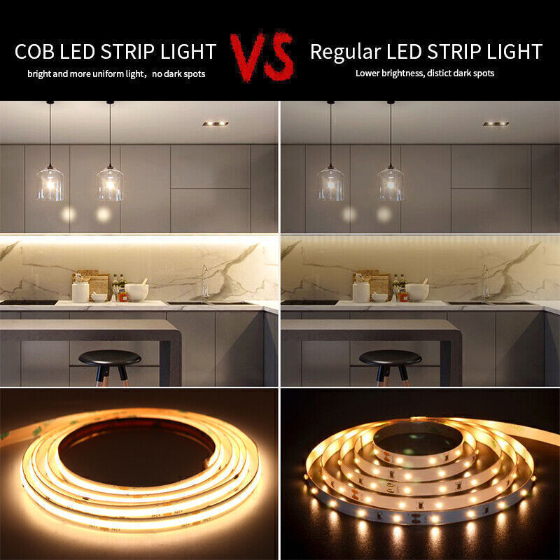 Ultra Thin & Bright COB LED Strip Light Flexible Home DIY Lights Lighting 12V