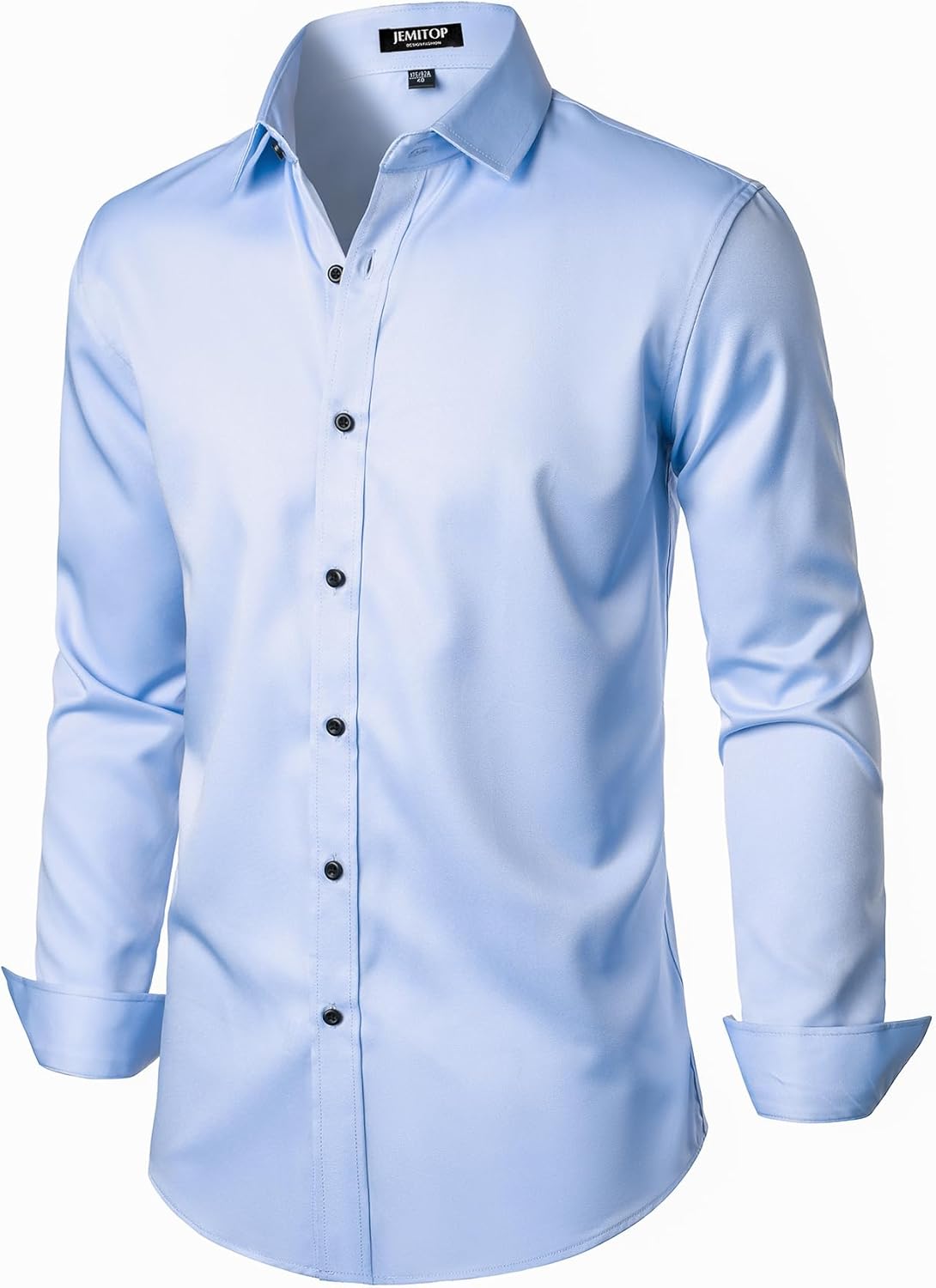 Men's Stretch Wrinkle Dress Formal Wedding Prom Slim Fit Button Down Shirts - Picture 27 of 162