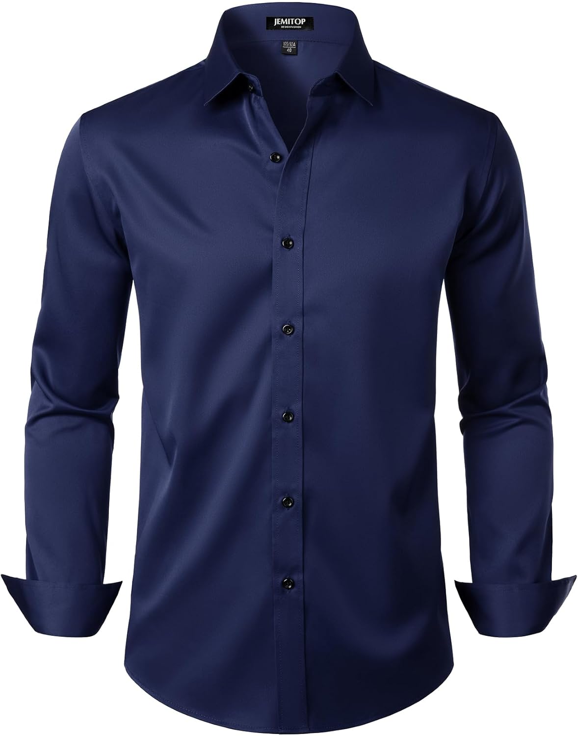 Men's Stretch Wrinkle Dress Formal Wedding Prom Slim Fit Button Down Shirts - Picture 31 of 162