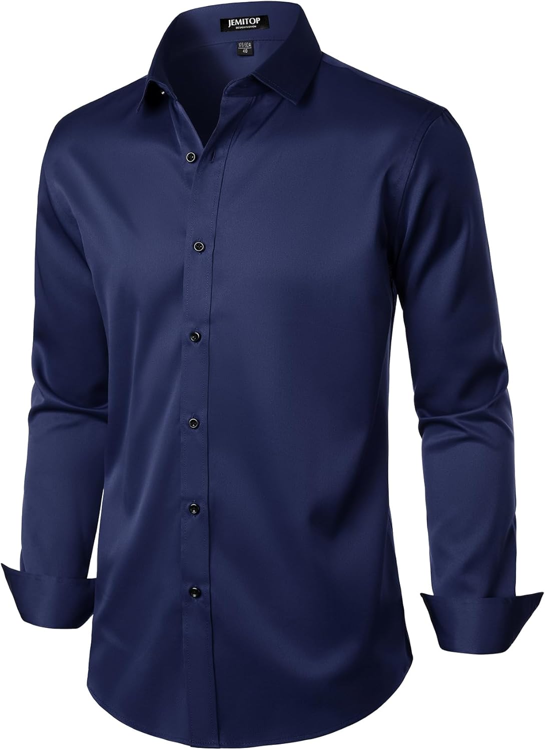 Men's Stretch Wrinkle Dress Formal Wedding Prom Slim Fit Button Down Shirts - Picture 33 of 162