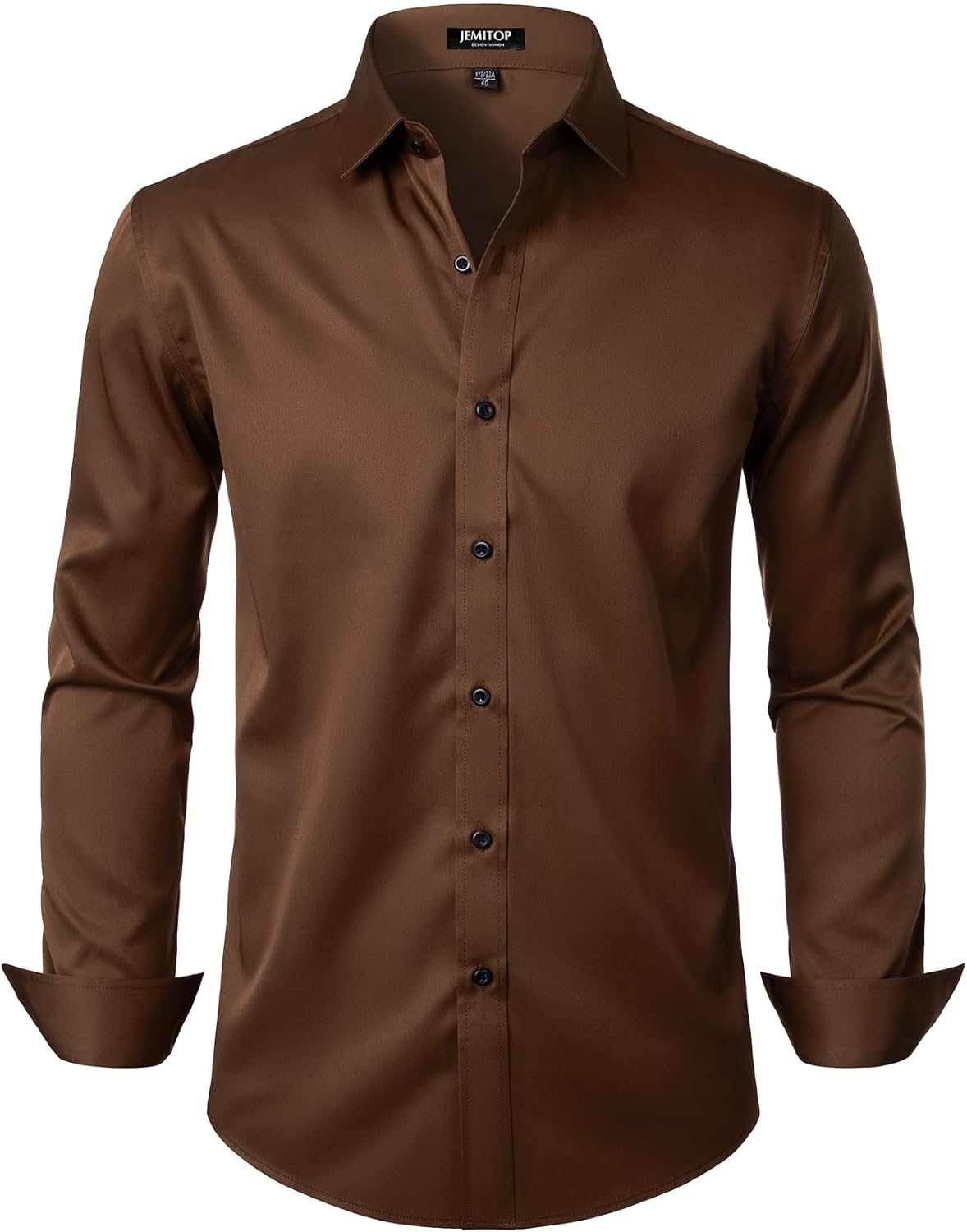 Men's Stretch Wrinkle Dress Formal Wedding Prom Slim Fit Button Down Shirts - Picture 37 of 162