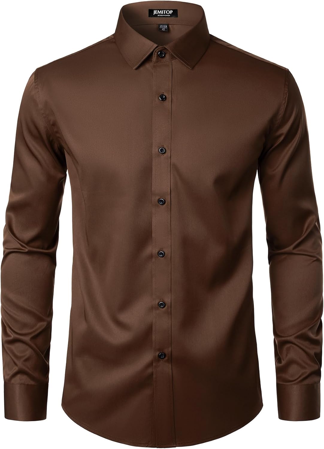 Men's Stretch Wrinkle Dress Formal Wedding Prom Slim Fit Button Down Shirts - Picture 38 of 162