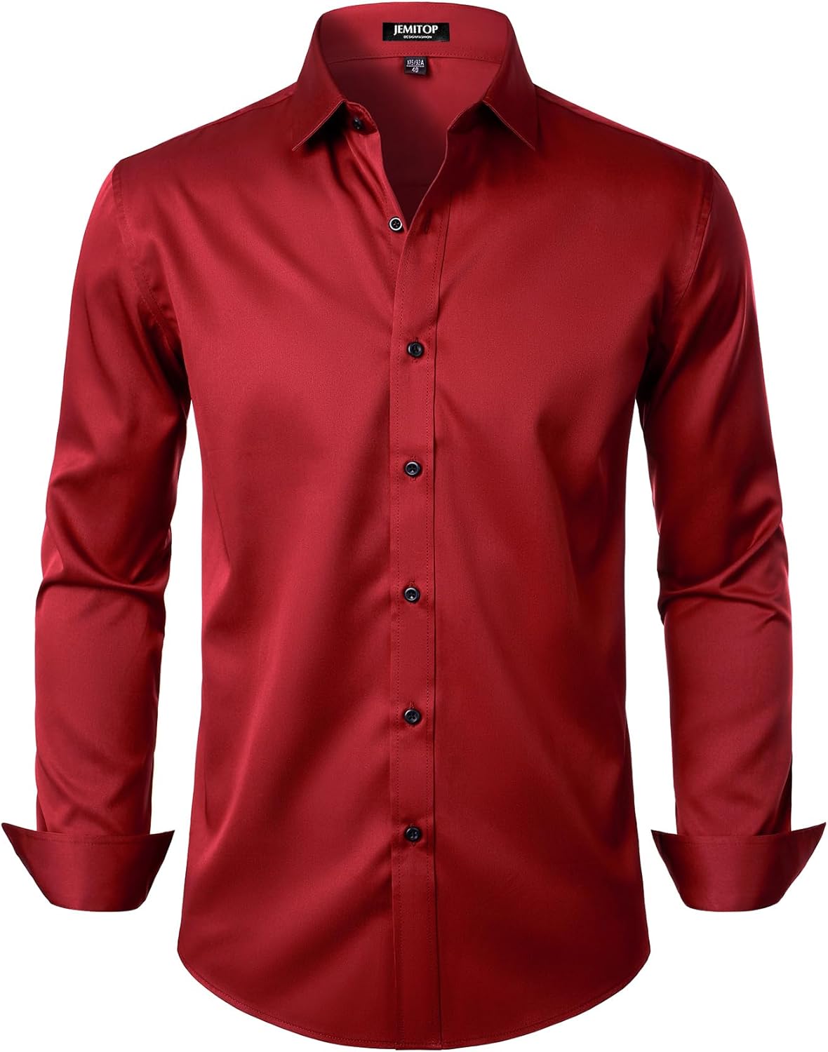 Men's Stretch Wrinkle Dress Formal Wedding Prom Slim Fit Button Down Shirts - Picture 55 of 162