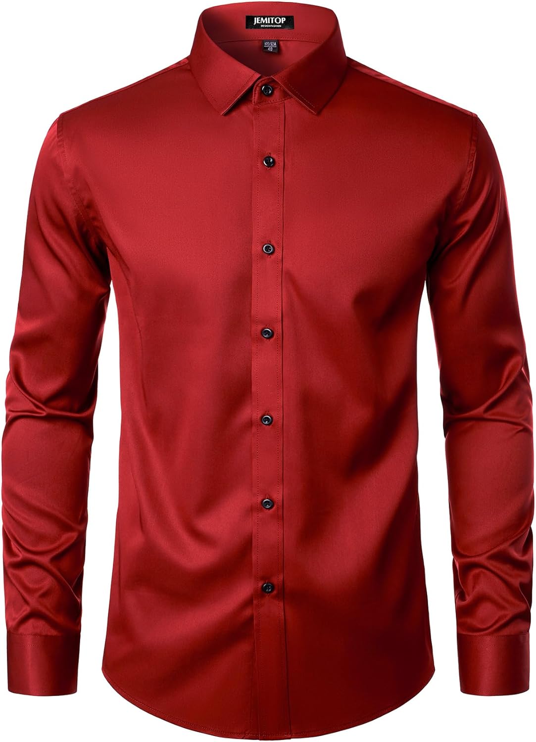 Men's Stretch Wrinkle Dress Formal Wedding Prom Slim Fit Button Down Shirts - Picture 56 of 162
