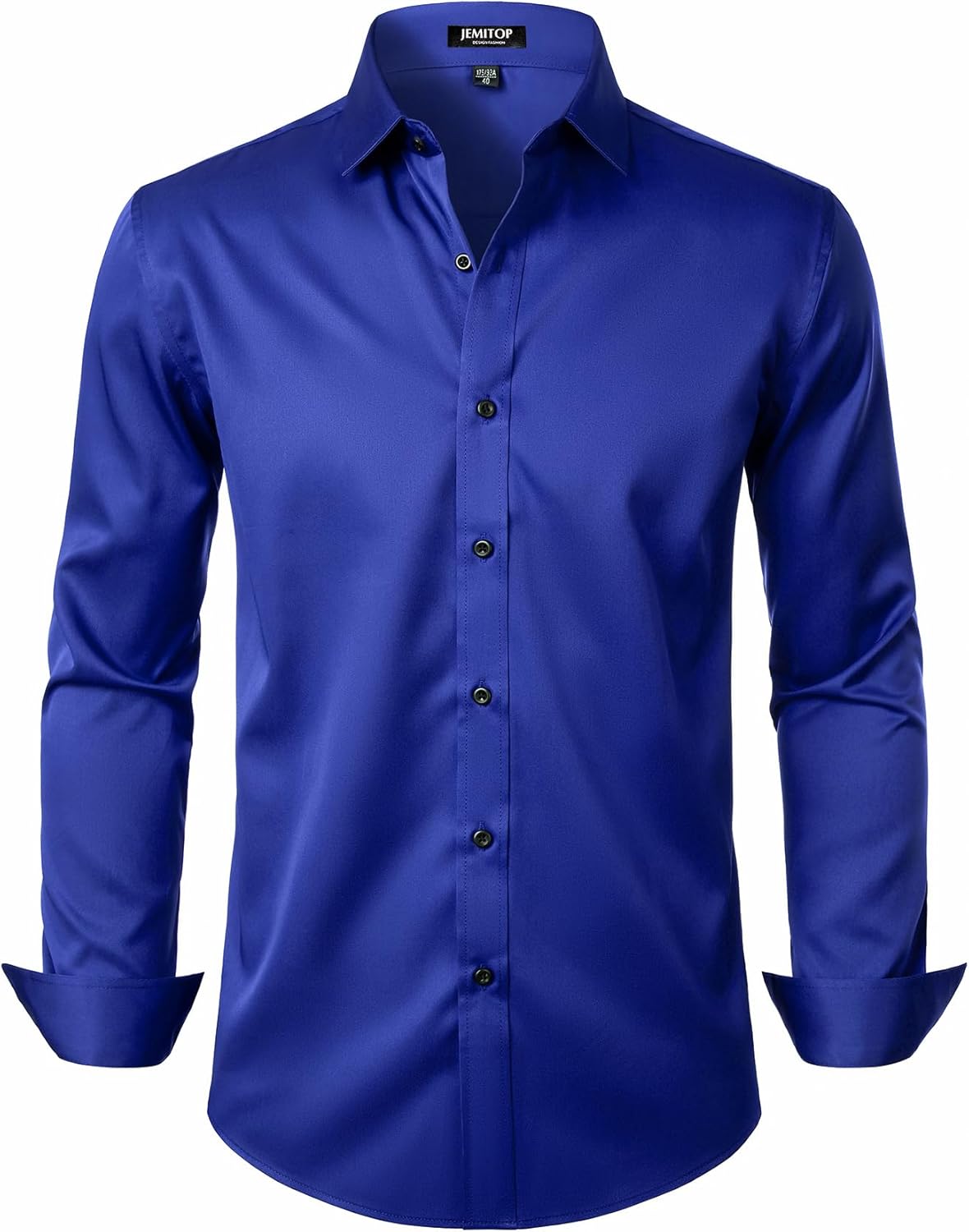 Men's Stretch Wrinkle Dress Formal Wedding Prom Slim Fit Button Down Shirts - Picture 61 of 162