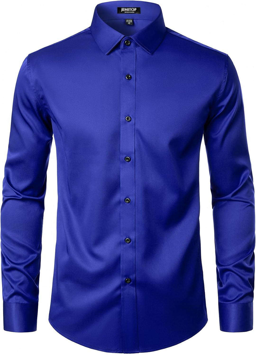 Men's Stretch Wrinkle Dress Formal Wedding Prom Slim Fit Button Down Shirts - Picture 62 of 162