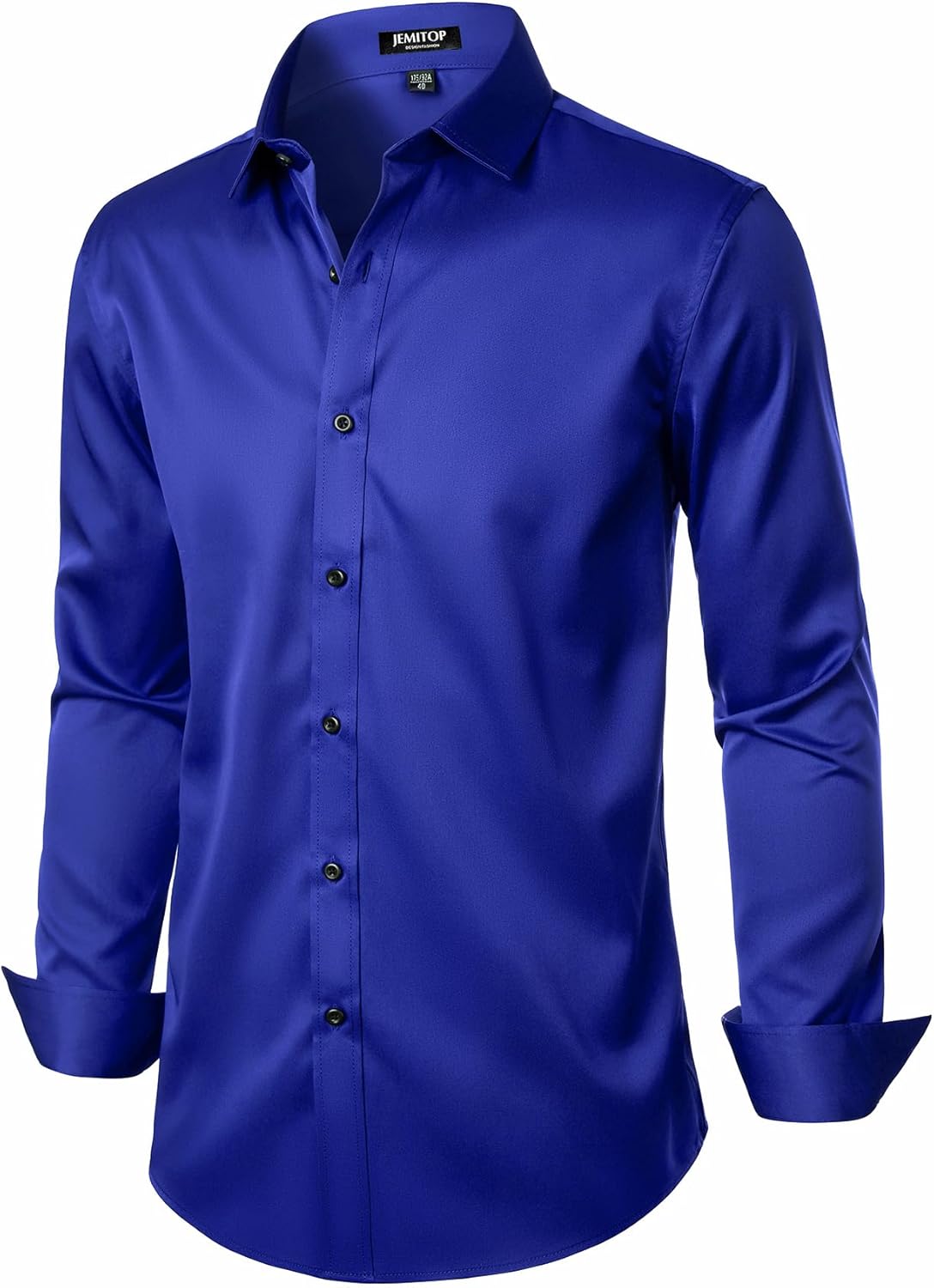 Men's Stretch Wrinkle Dress Formal Wedding Prom Slim Fit Button Down Shirts - Picture 63 of 162