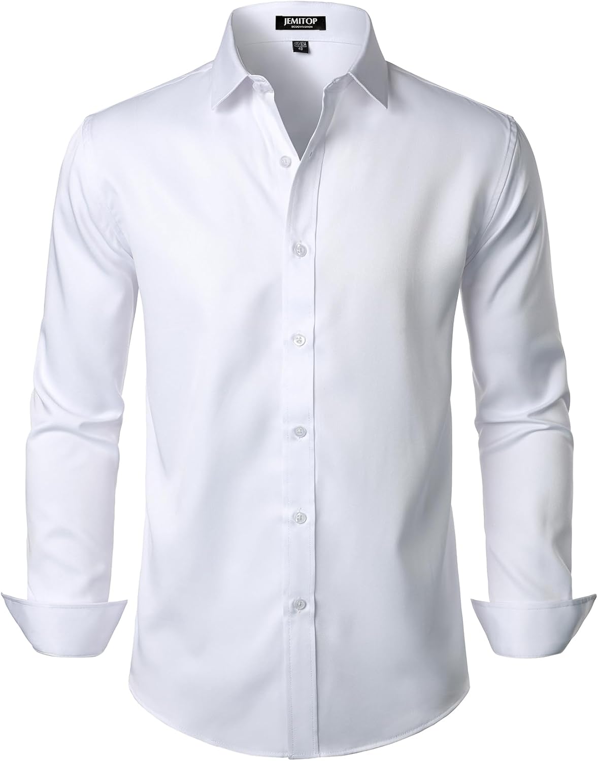 Men's Stretch Wrinkle Dress Formal Wedding Prom Slim Fit Button Down Shirts - Picture 67 of 162