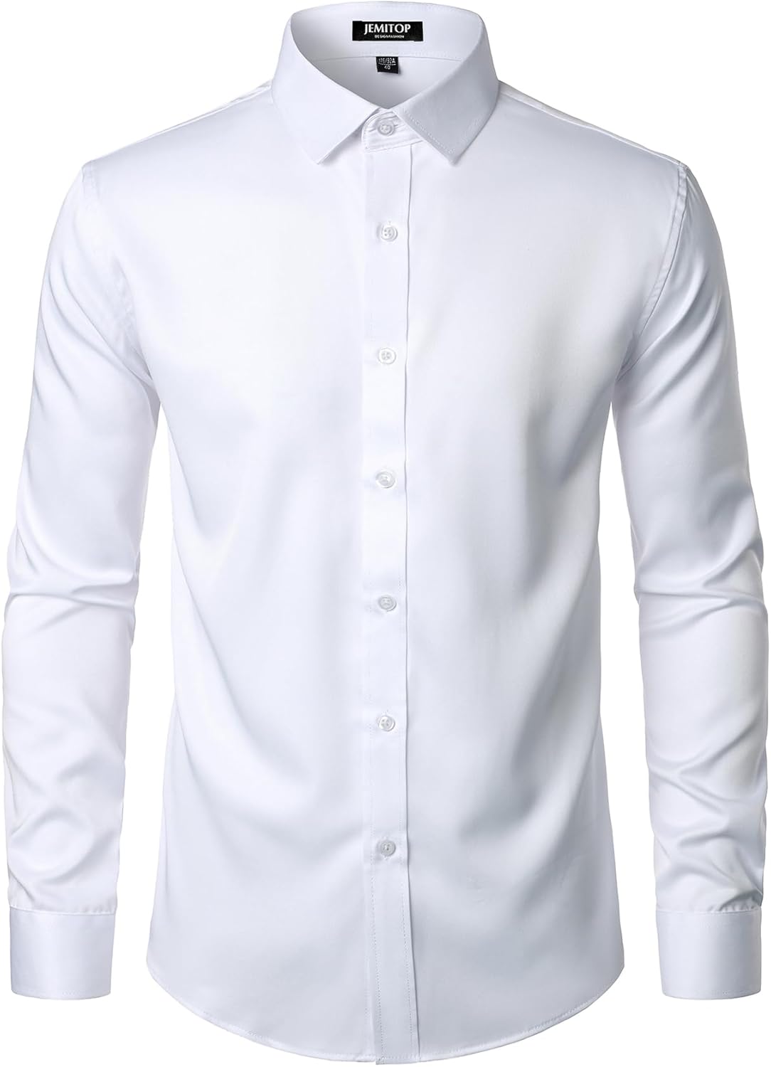 Men's Stretch Wrinkle Dress Formal Wedding Prom Slim Fit Button Down Shirts - Picture 68 of 162