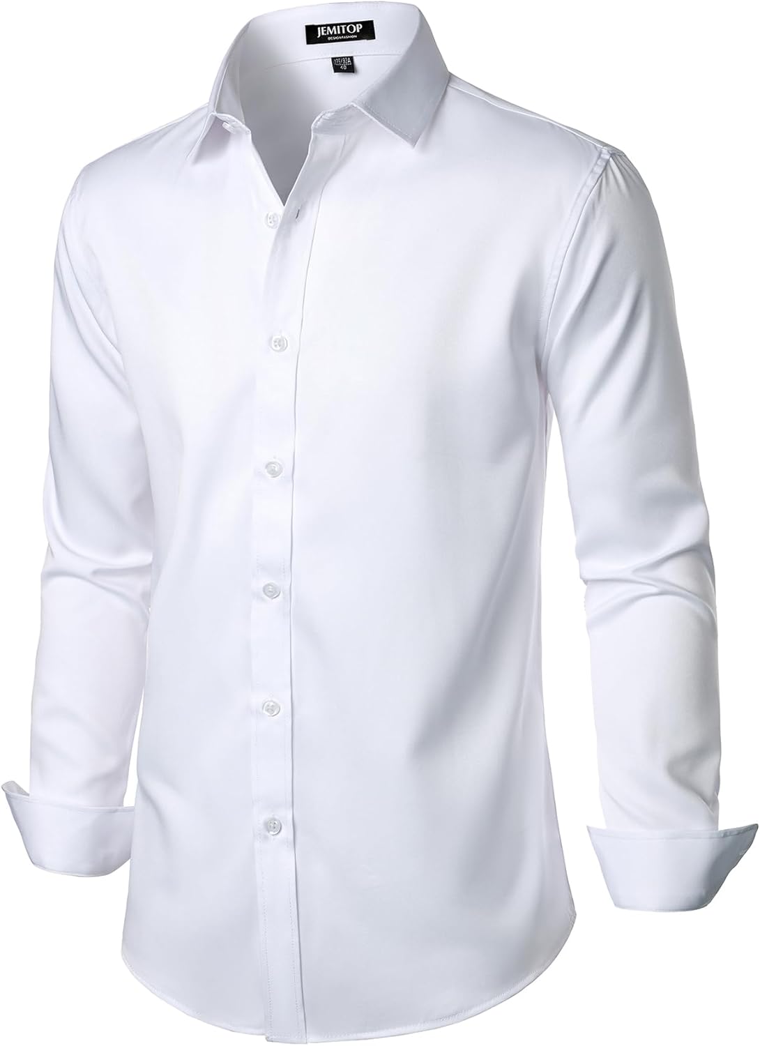 Men's Stretch Wrinkle Dress Formal Wedding Prom Slim Fit Button Down Shirts - Picture 69 of 162