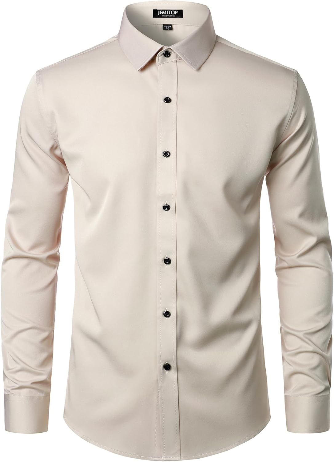 Men's Stretch Wrinkle Dress Formal Wedding Prom Slim Fit Button Down Shirts - Picture 74 of 162
