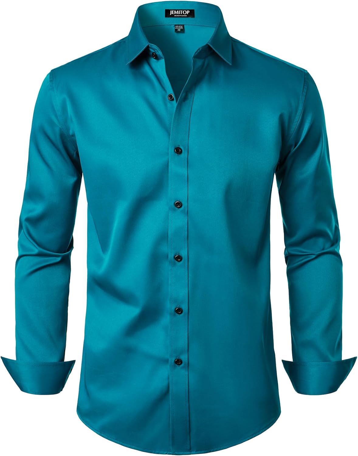 Men's Stretch Wrinkle Dress Formal Wedding Prom Slim Fit Button Down Shirts - Picture 79 of 162
