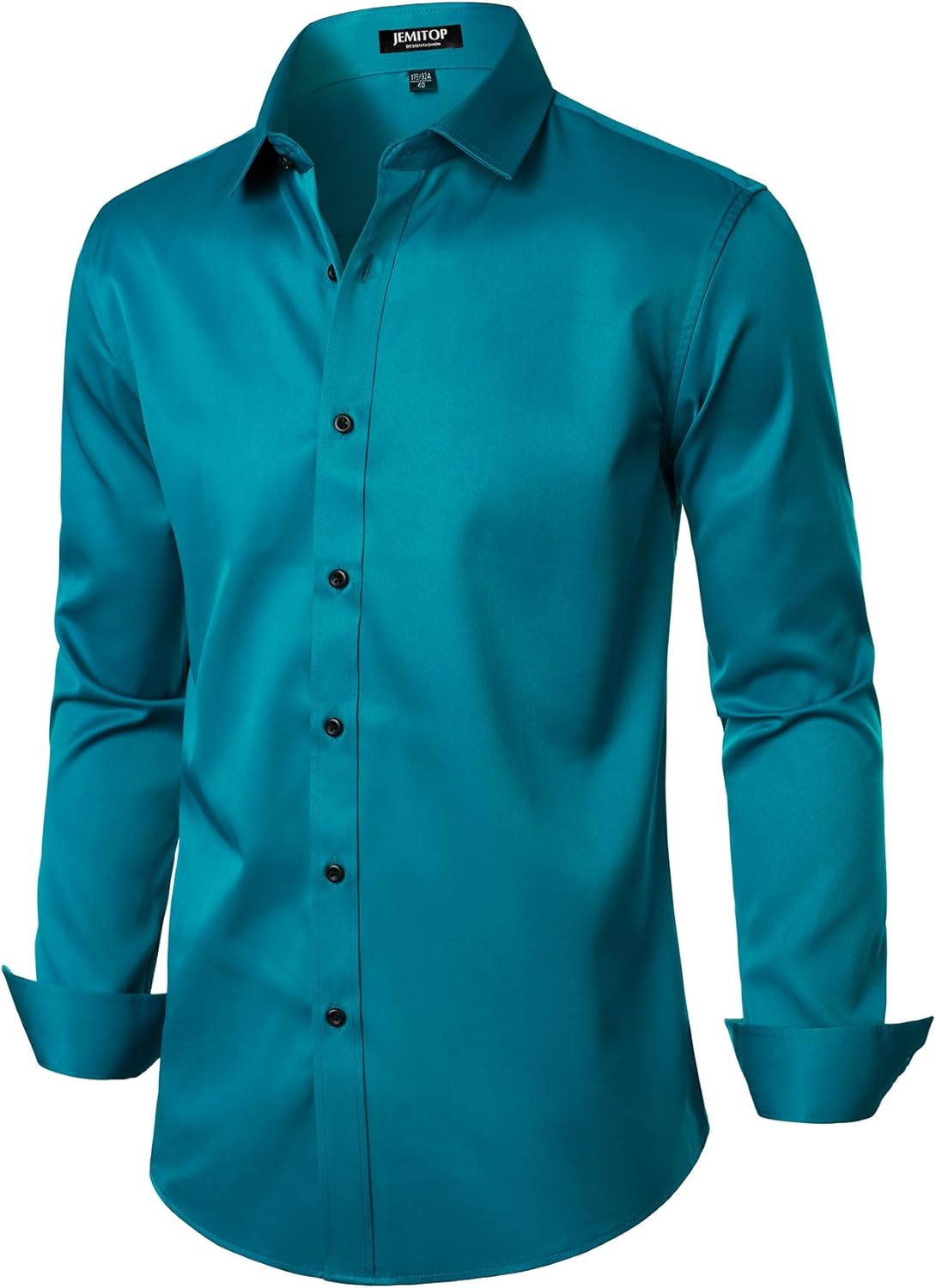 Men's Stretch Wrinkle Dress Formal Wedding Prom Slim Fit Button Down Shirts - Picture 81 of 162