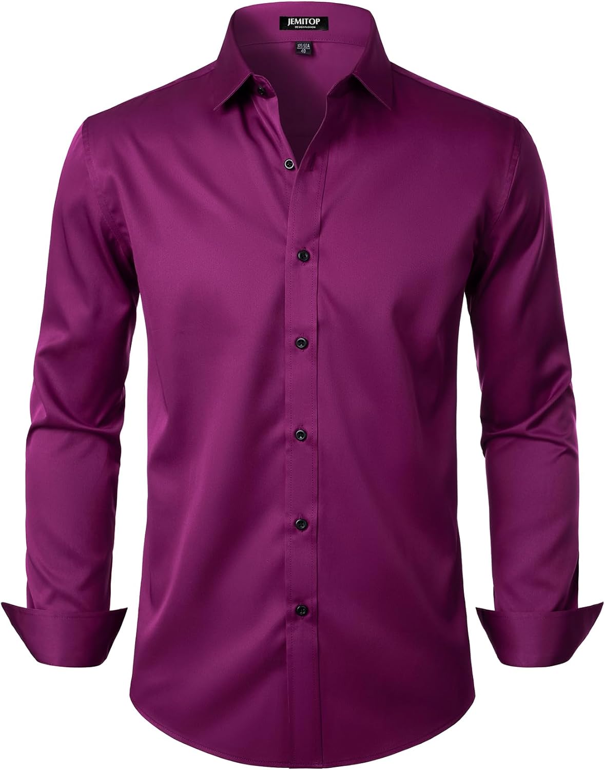 Men's Stretch Wrinkle Dress Formal Wedding Prom Slim Fit Button Down Shirts - Picture 85 of 162