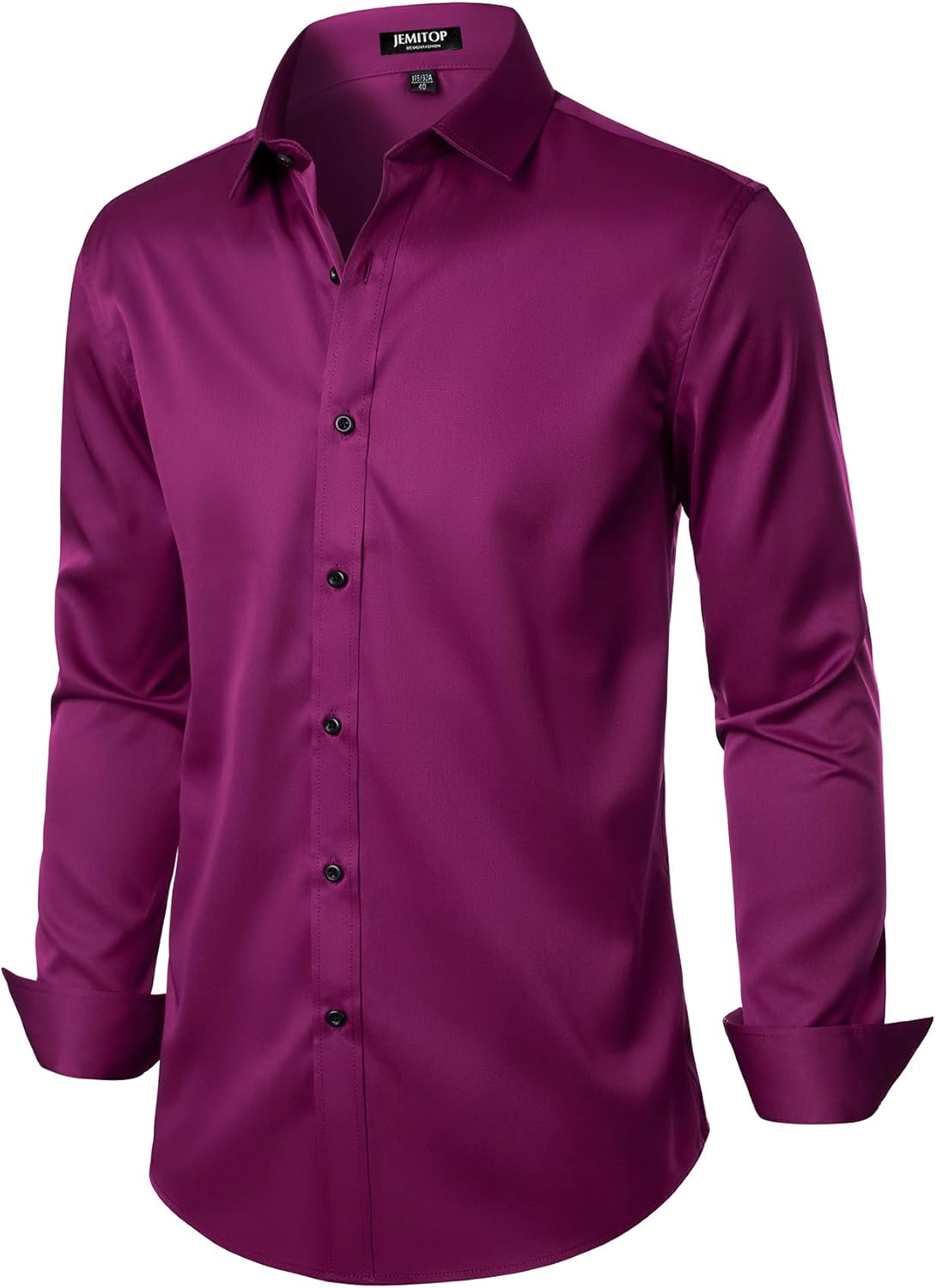 Men's Stretch Wrinkle Dress Formal Wedding Prom Slim Fit Button Down Shirts - Picture 87 of 162