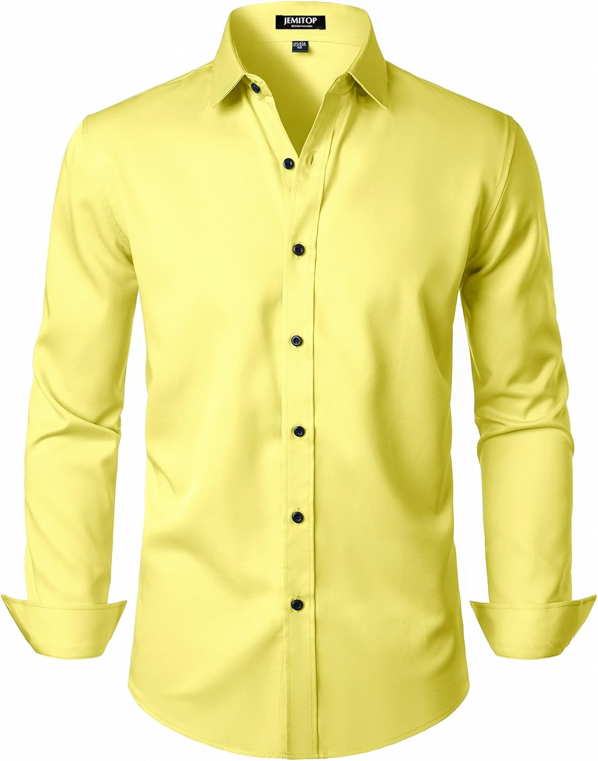 Men's Stretch Wrinkle Dress Formal Wedding Prom Slim Fit Button Down Shirts - Picture 91 of 162