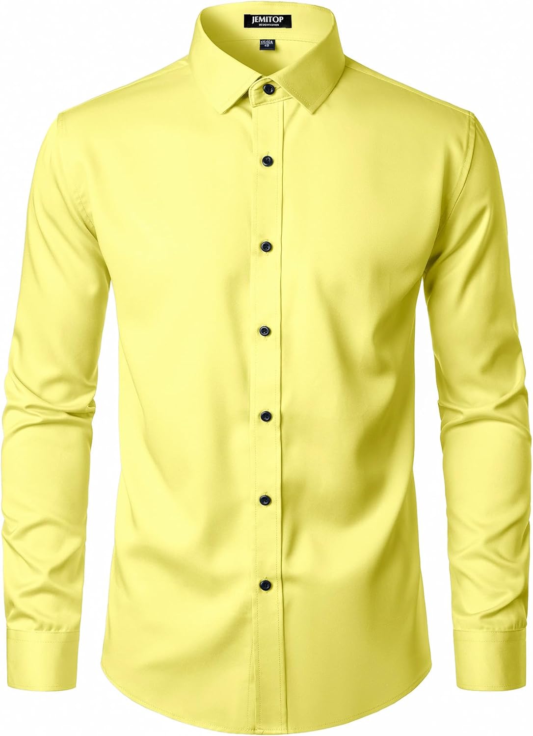 Men's Stretch Wrinkle Dress Formal Wedding Prom Slim Fit Button Down Shirts - Picture 92 of 162