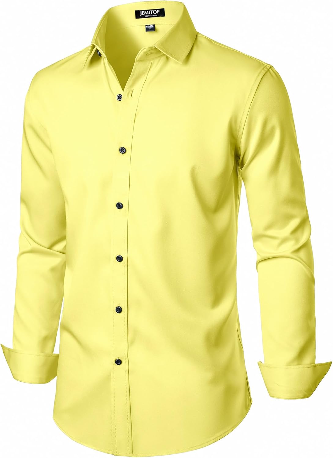 Men's Stretch Wrinkle Dress Formal Wedding Prom Slim Fit Button Down Shirts - Picture 93 of 162