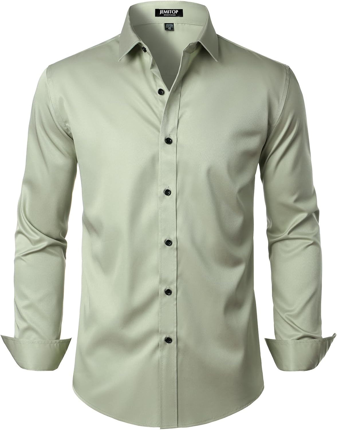 Men's Stretch Wrinkle Dress Formal Wedding Prom Slim Fit Button Down Shirts - Picture 97 of 162