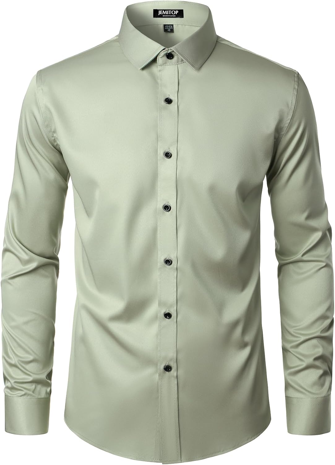 Men's Stretch Wrinkle Dress Formal Wedding Prom Slim Fit Button Down Shirts - Picture 98 of 162