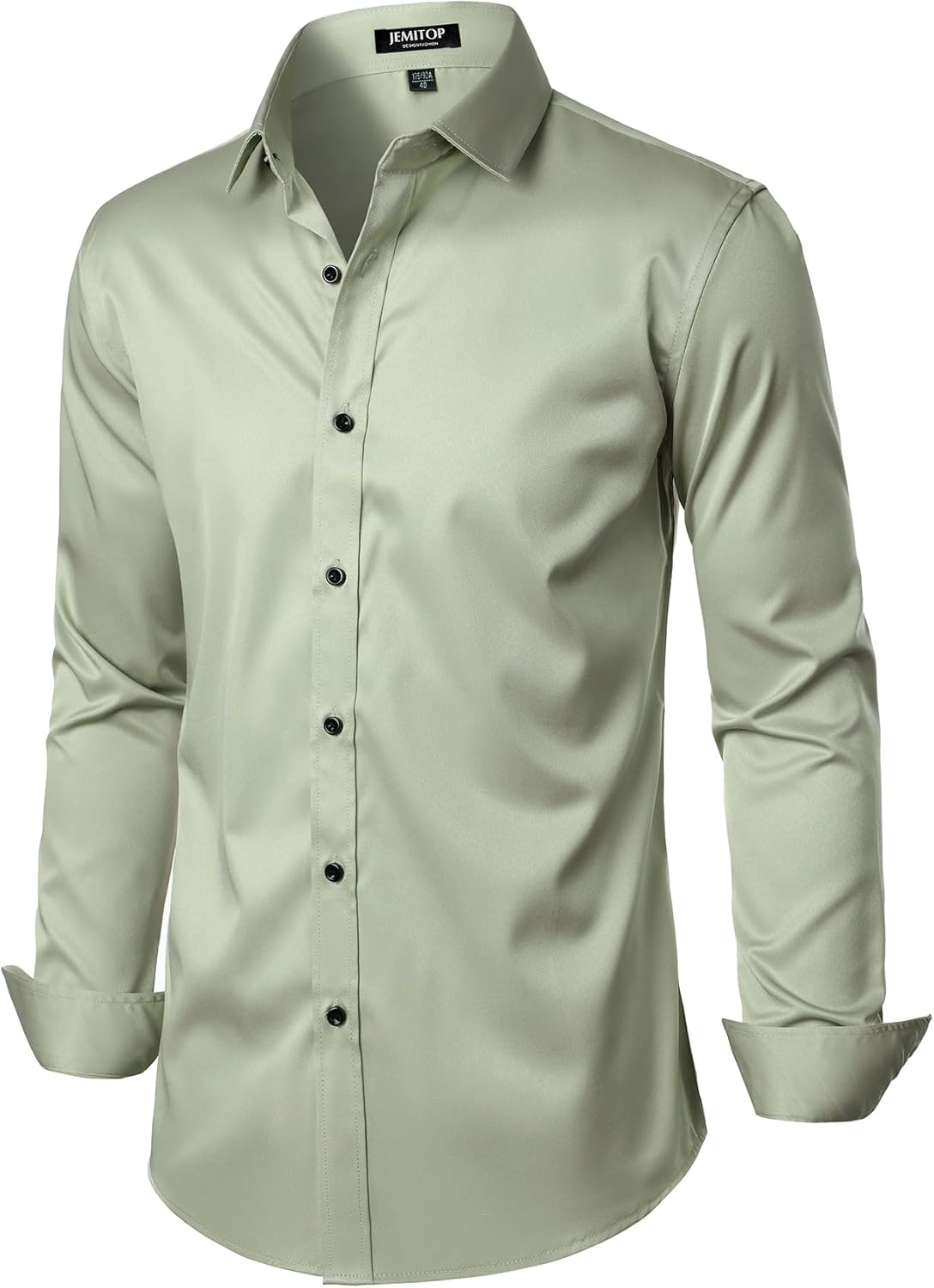 Men's Stretch Wrinkle Dress Formal Wedding Prom Slim Fit Button Down Shirts - Picture 99 of 162