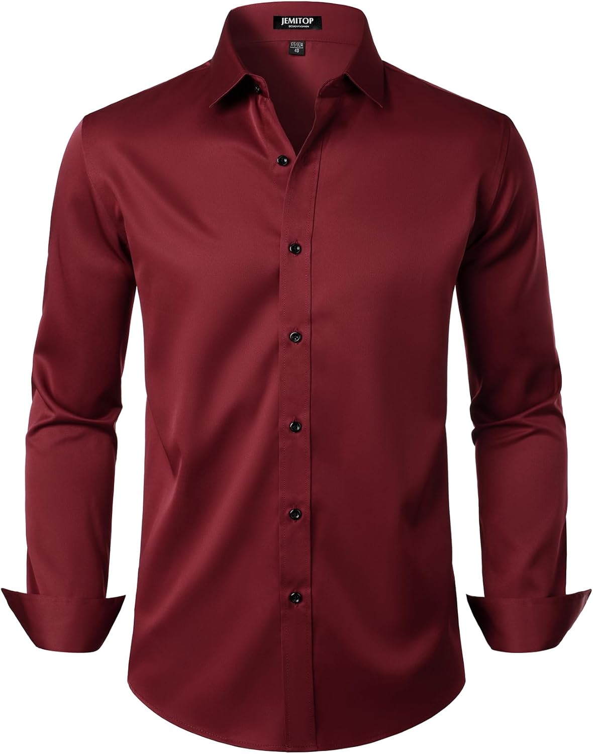Men's Stretch Wrinkle Dress Formal Wedding Prom Slim Fit Button Down Shirts - Picture 103 of 162