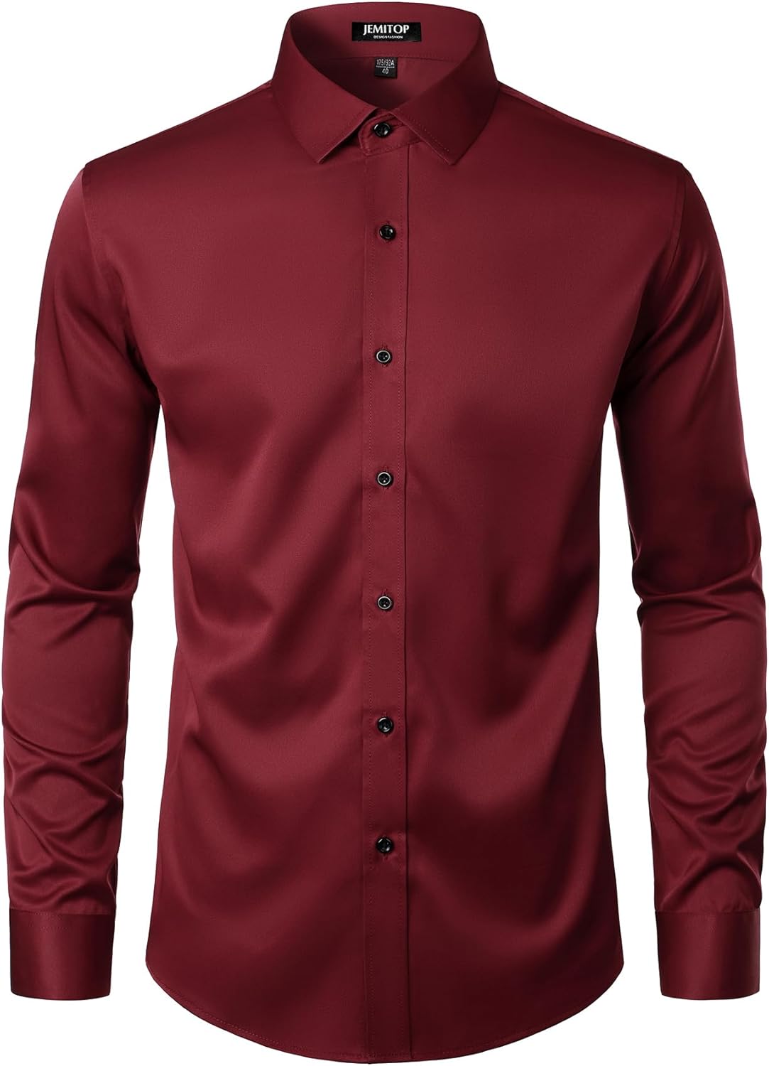 Men's Stretch Wrinkle Dress Formal Wedding Prom Slim Fit Button Down Shirts - Picture 104 of 162