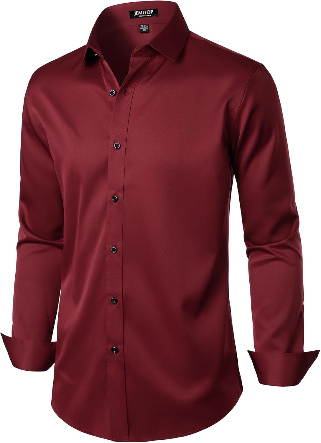 Men's Stretch Wrinkle Dress Formal Wedding Prom Slim Fit Button Down Shirts - Picture 105 of 162