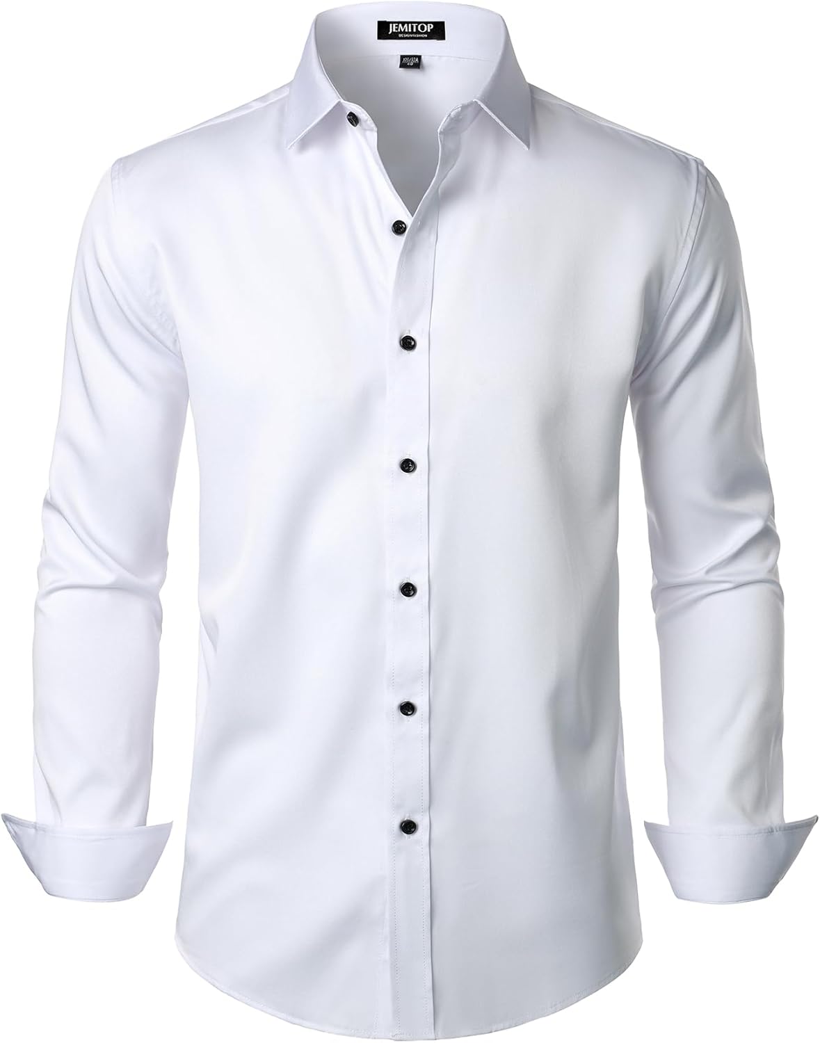 Men's Stretch Wrinkle Dress Formal Wedding Prom Slim Fit Button Down Shirts - Picture 109 of 162