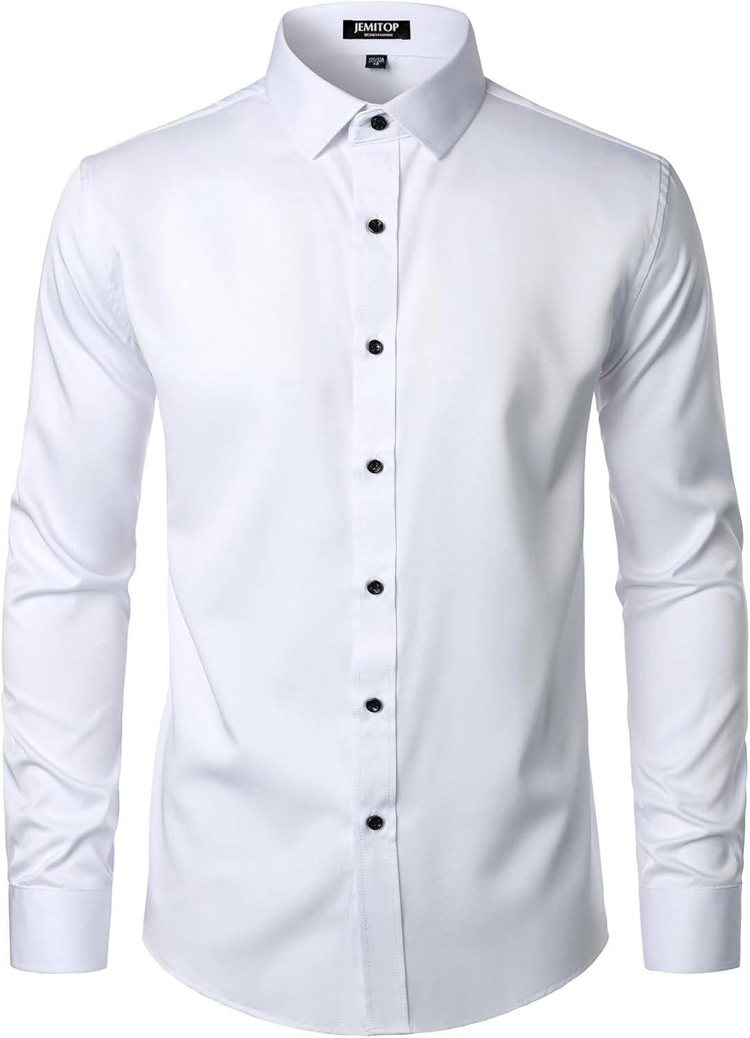 Men's Stretch Wrinkle Dress Formal Wedding Prom Slim Fit Button Down Shirts - Picture 110 of 162