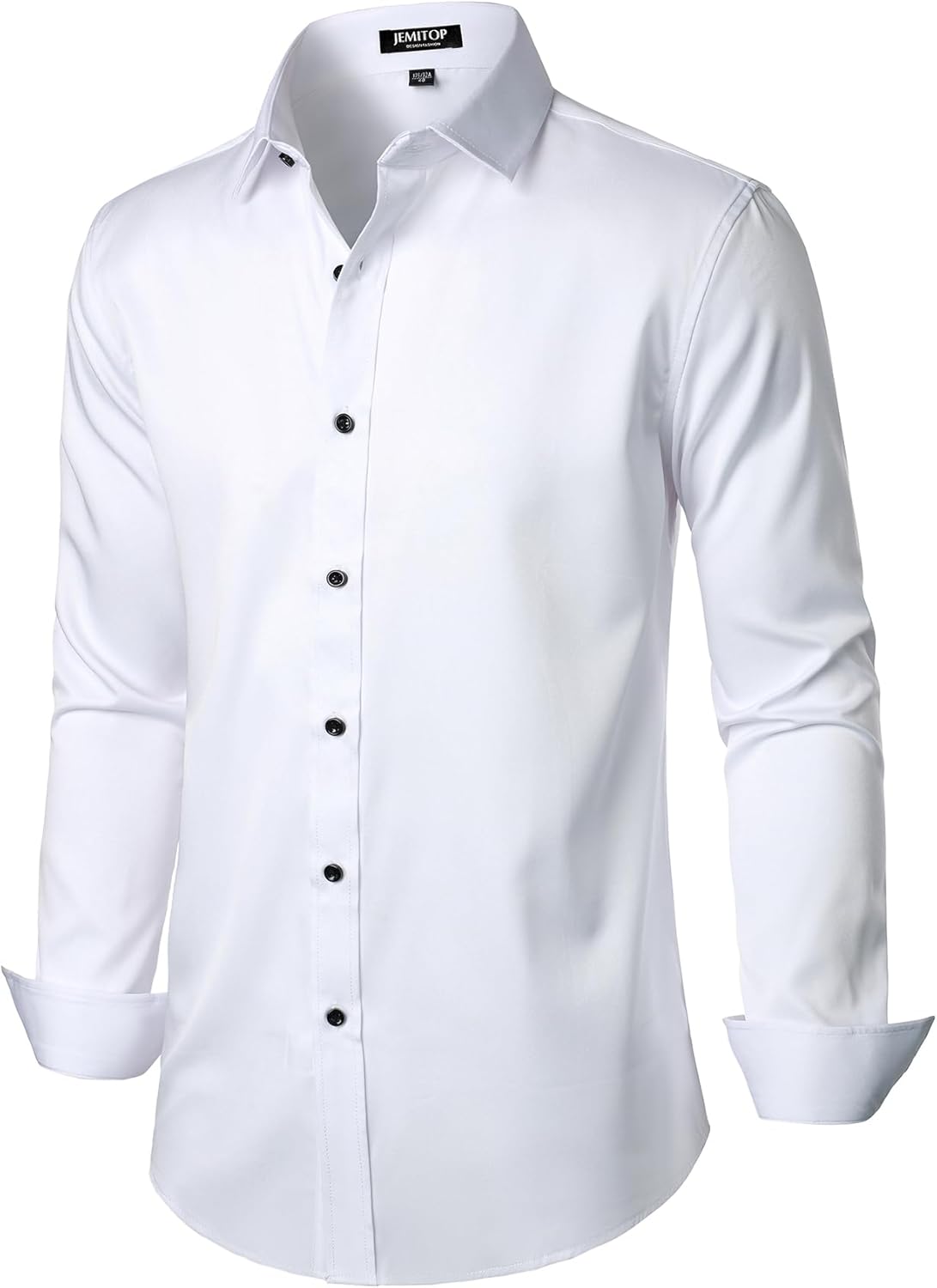 Men's Stretch Wrinkle Dress Formal Wedding Prom Slim Fit Button Down Shirts - Picture 111 of 162