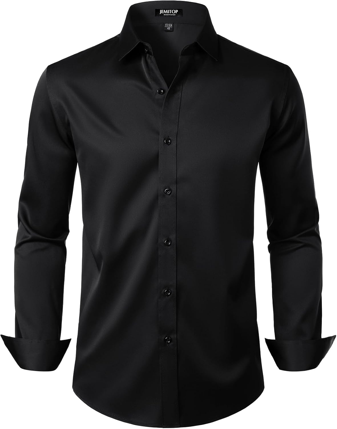 Men's Stretch Wrinkle Dress Formal Wedding Prom Slim Fit Button Down Shirts - Picture 115 of 162