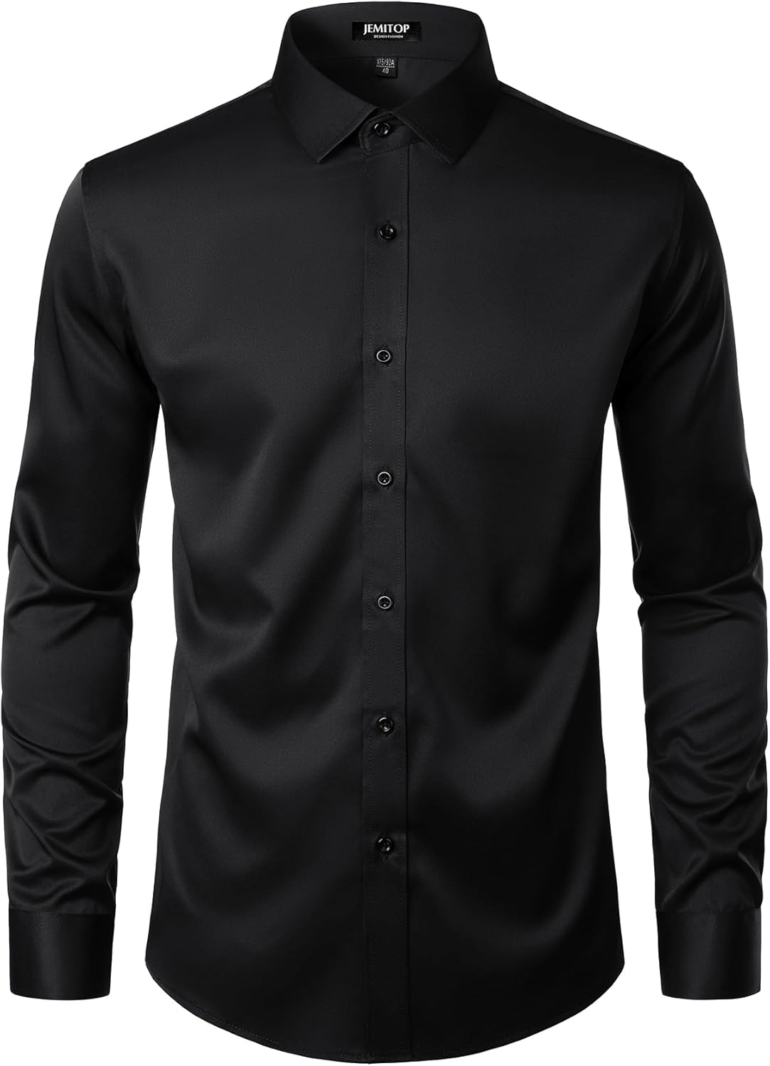 Men's Stretch Wrinkle Dress Formal Wedding Prom Slim Fit Button Down Shirts - Picture 116 of 162