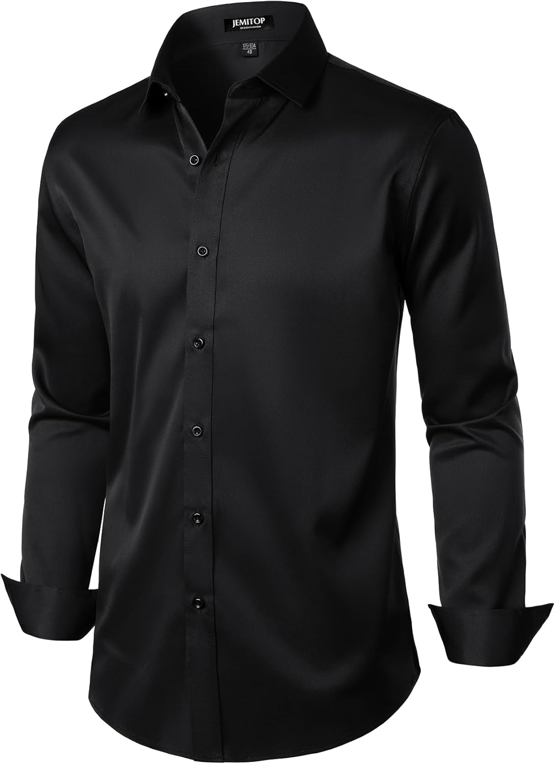 Men's Stretch Wrinkle Dress Formal Wedding Prom Slim Fit Button Down Shirts - Picture 117 of 162