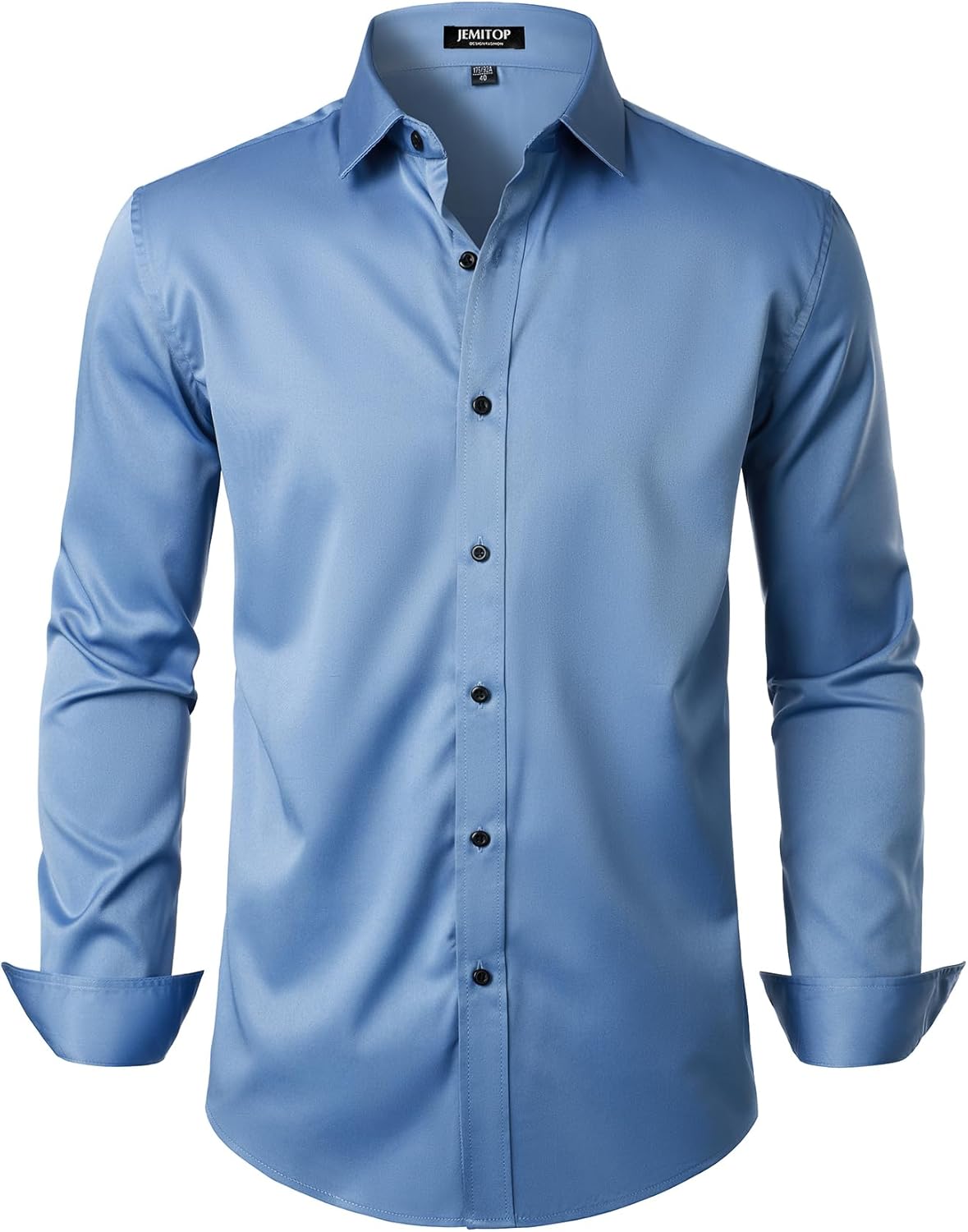 Men's Stretch Wrinkle Dress Formal Wedding Prom Slim Fit Button Down Shirts - Picture 121 of 162