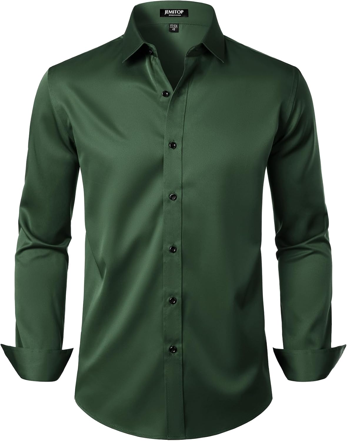 Men's Stretch Wrinkle Dress Formal Wedding Prom Slim Fit Button Down Shirts - Picture 127 of 162