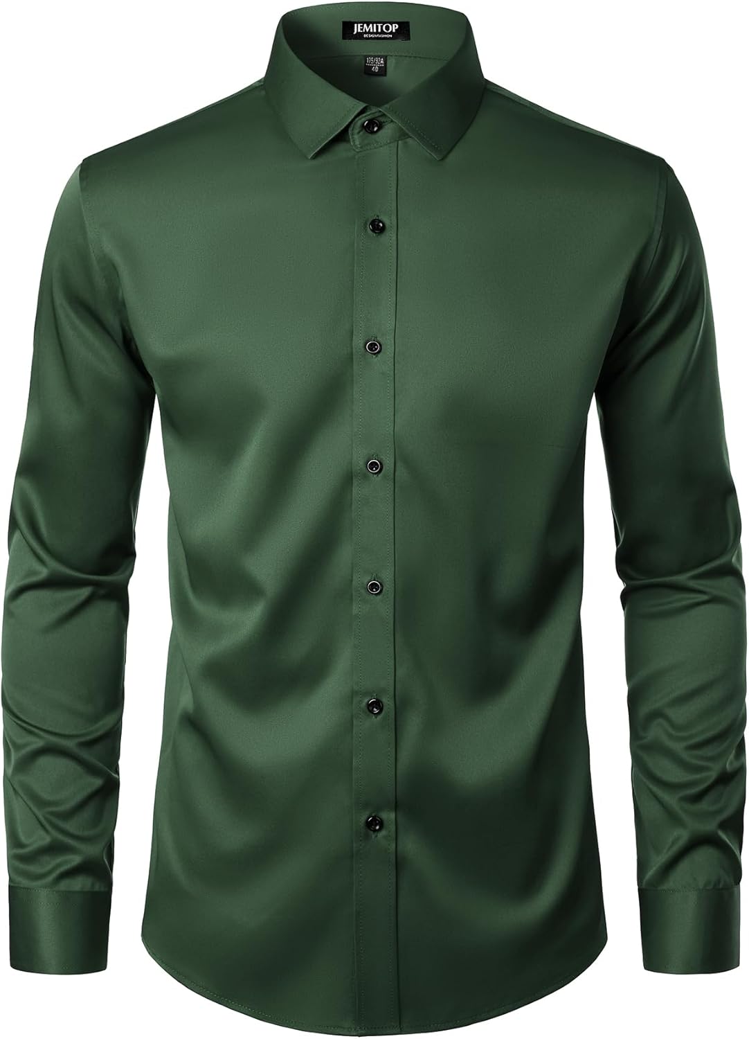 Men's Stretch Wrinkle Dress Formal Wedding Prom Slim Fit Button Down Shirts - Picture 128 of 162