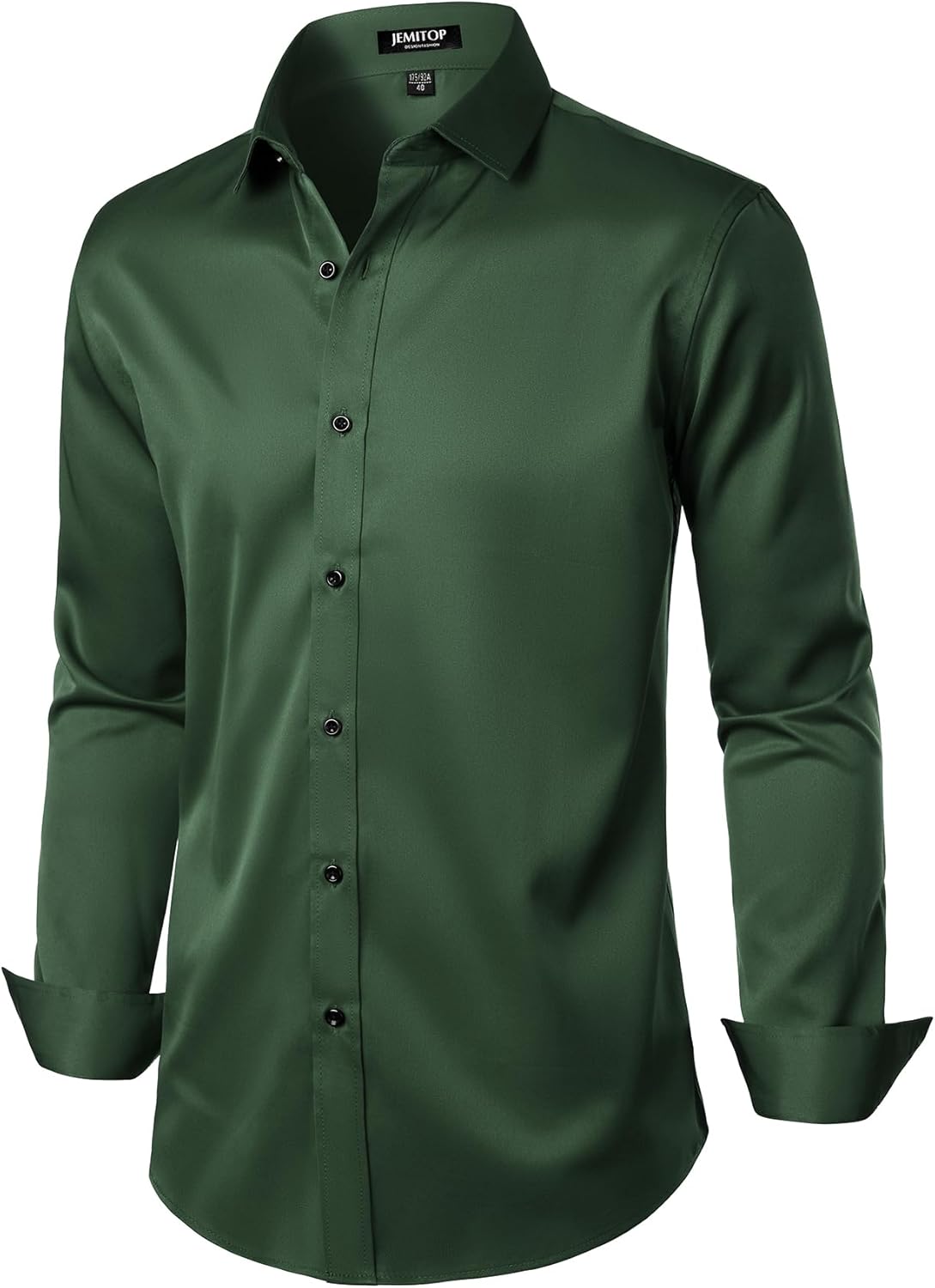 Men's Stretch Wrinkle Dress Formal Wedding Prom Slim Fit Button Down Shirts - Picture 129 of 162