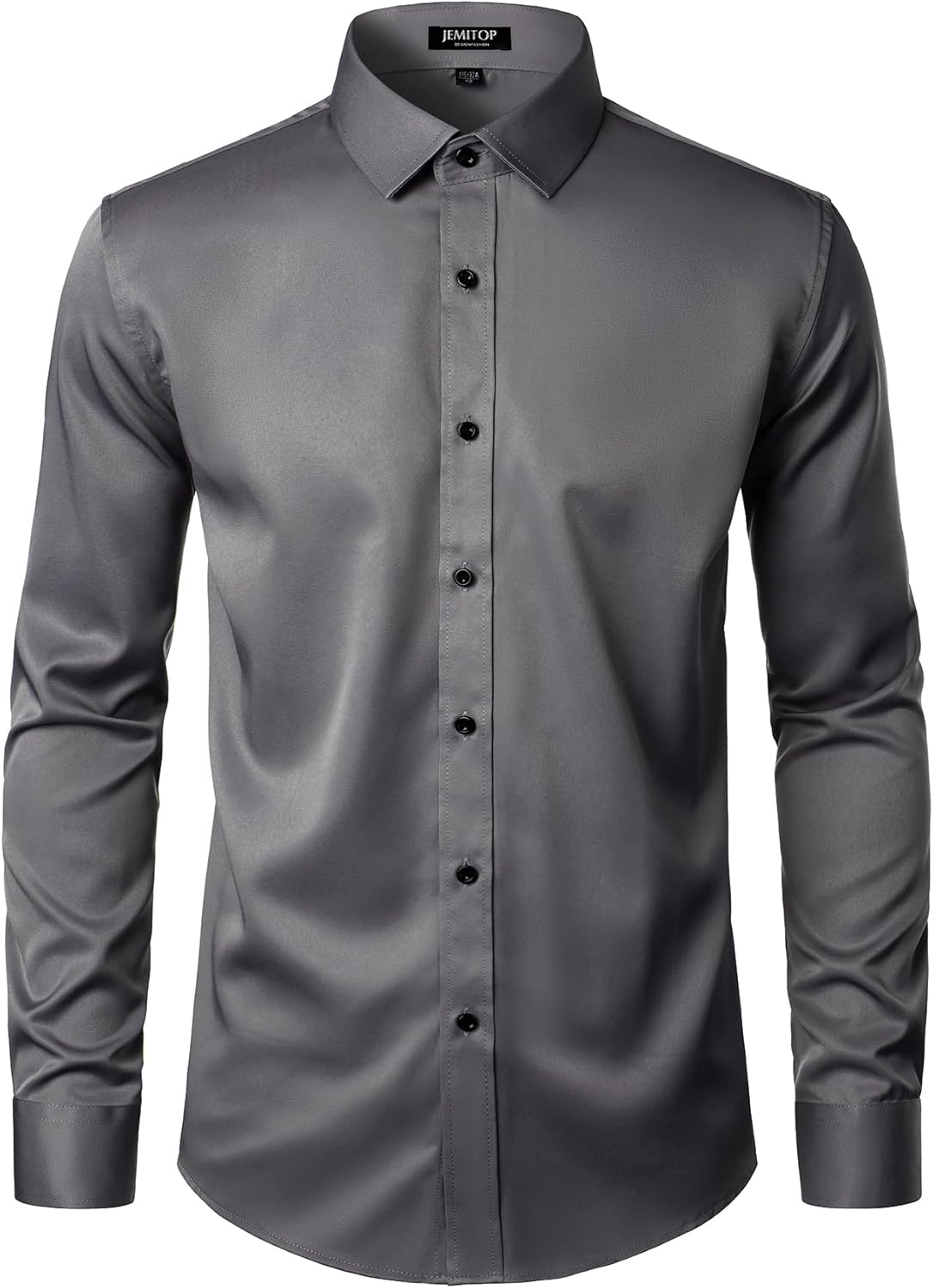 Men's Stretch Wrinkle Dress Formal Wedding Prom Slim Fit Button Down Shirts - Picture 134 of 162