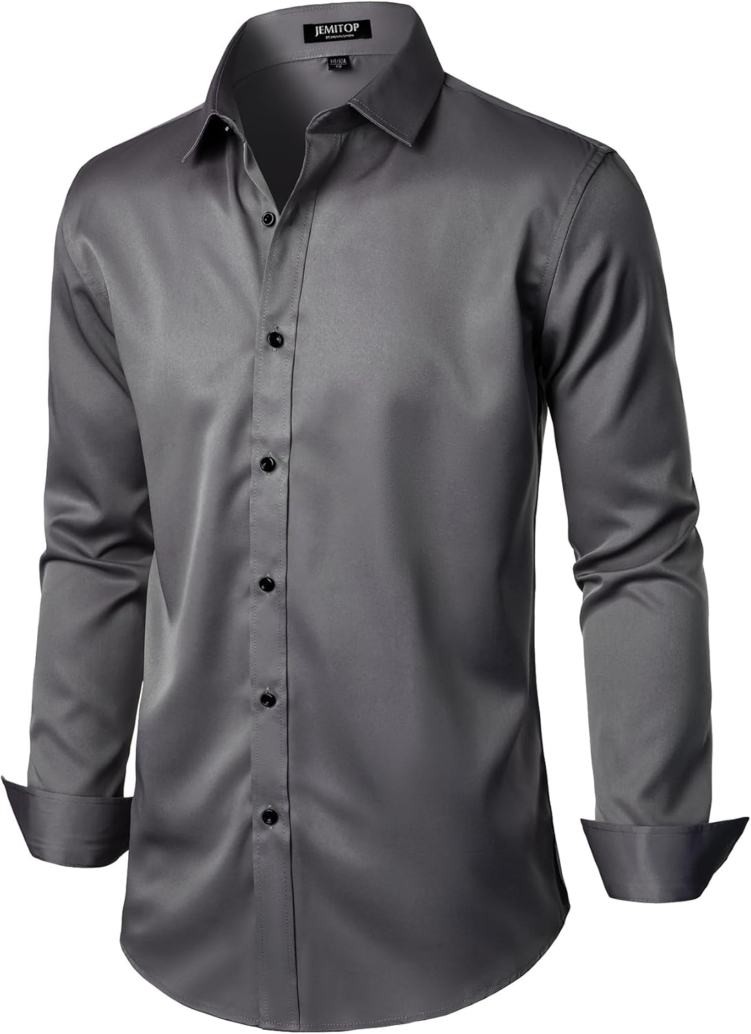 Men's Stretch Wrinkle Dress Formal Wedding Prom Slim Fit Button Down Shirts - Picture 135 of 162