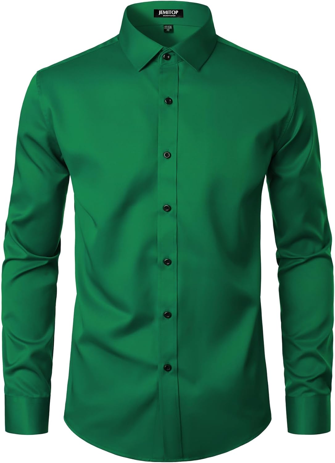 Men's Stretch Wrinkle Dress Formal Wedding Prom Slim Fit Button Down Shirts - Picture 140 of 162