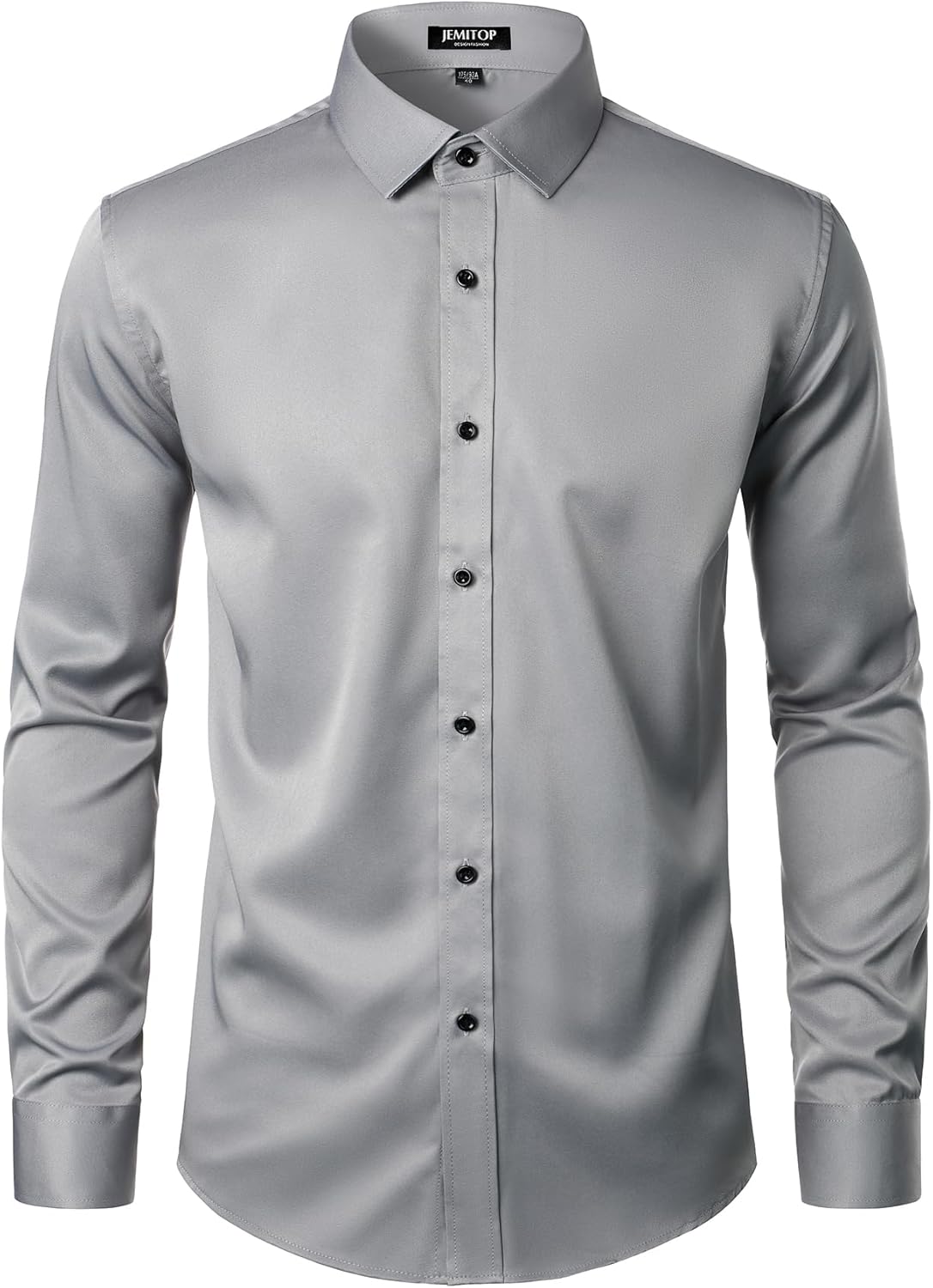 Men's Stretch Wrinkle Dress Formal Wedding Prom Slim Fit Button Down Shirts - Picture 146 of 162