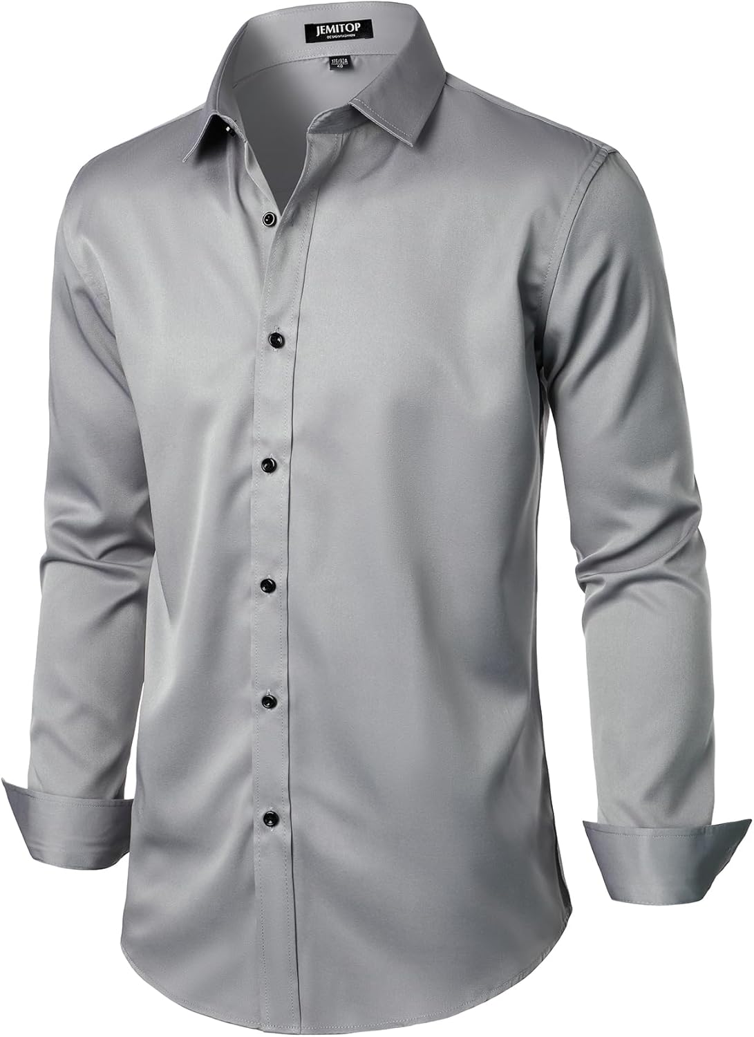Men's Stretch Wrinkle Dress Formal Wedding Prom Slim Fit Button Down Shirts - Picture 147 of 162