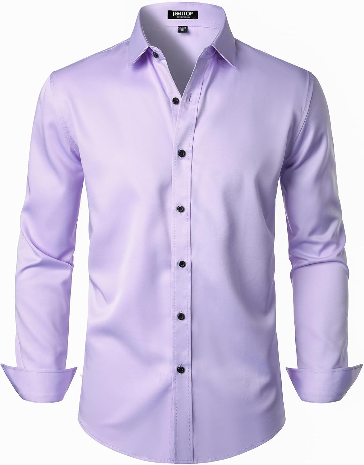 Men's Stretch Wrinkle Dress Formal Wedding Prom Slim Fit Button Down Shirts - Picture 151 of 162