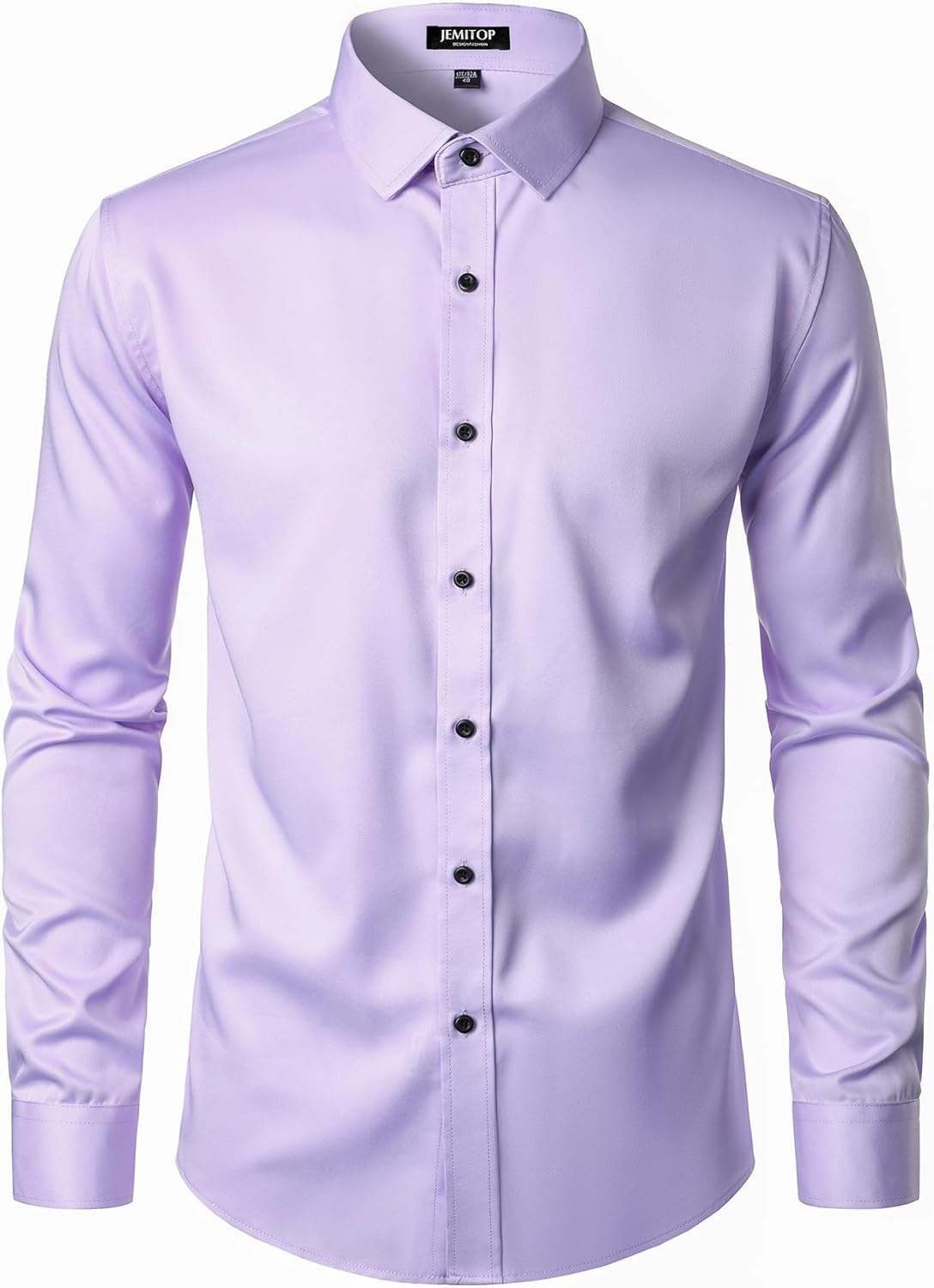 Men's Stretch Wrinkle Dress Formal Wedding Prom Slim Fit Button Down Shirts - Picture 152 of 162