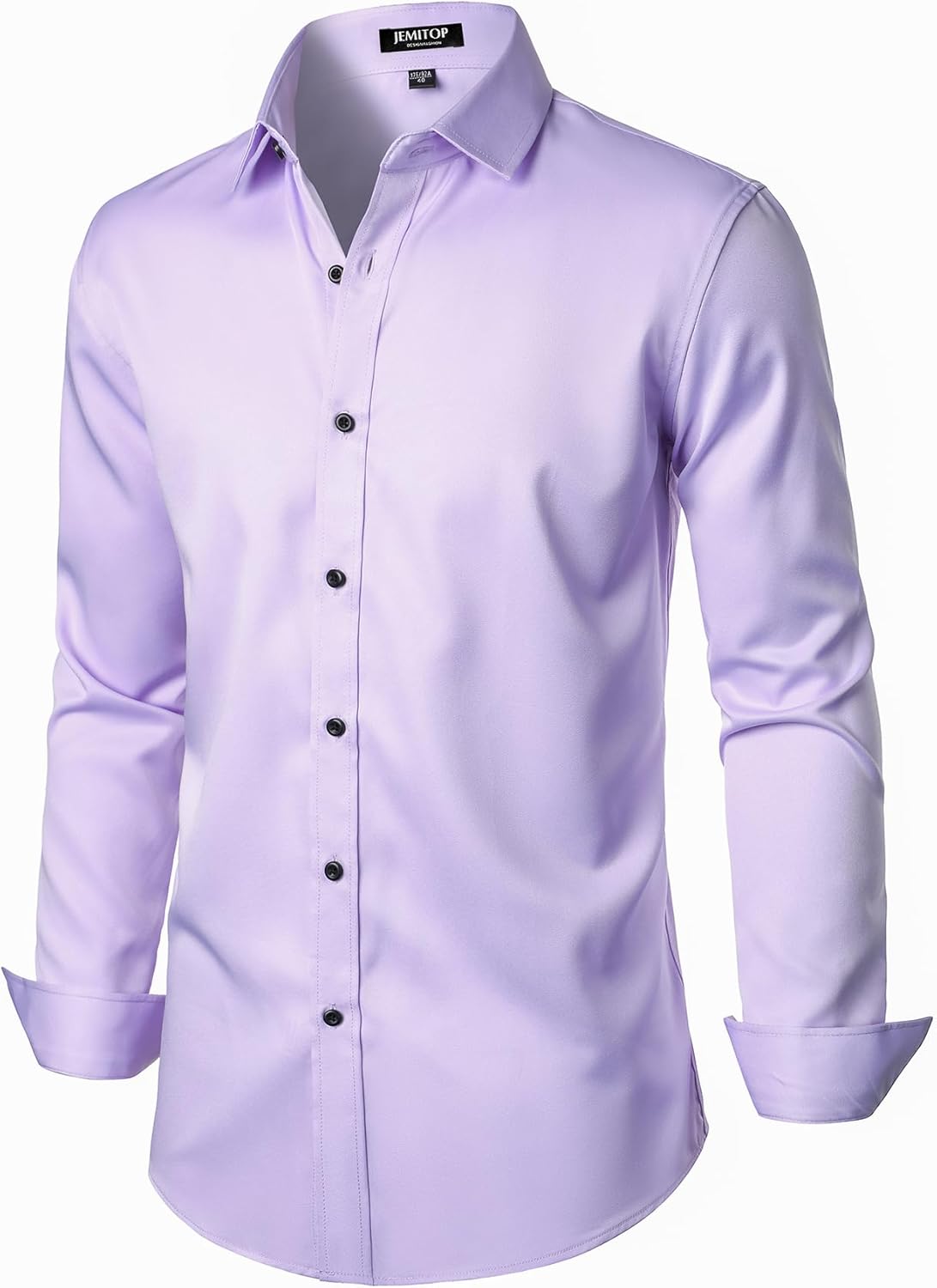 Men's Stretch Wrinkle Dress Formal Wedding Prom Slim Fit Button Down Shirts - Picture 153 of 162